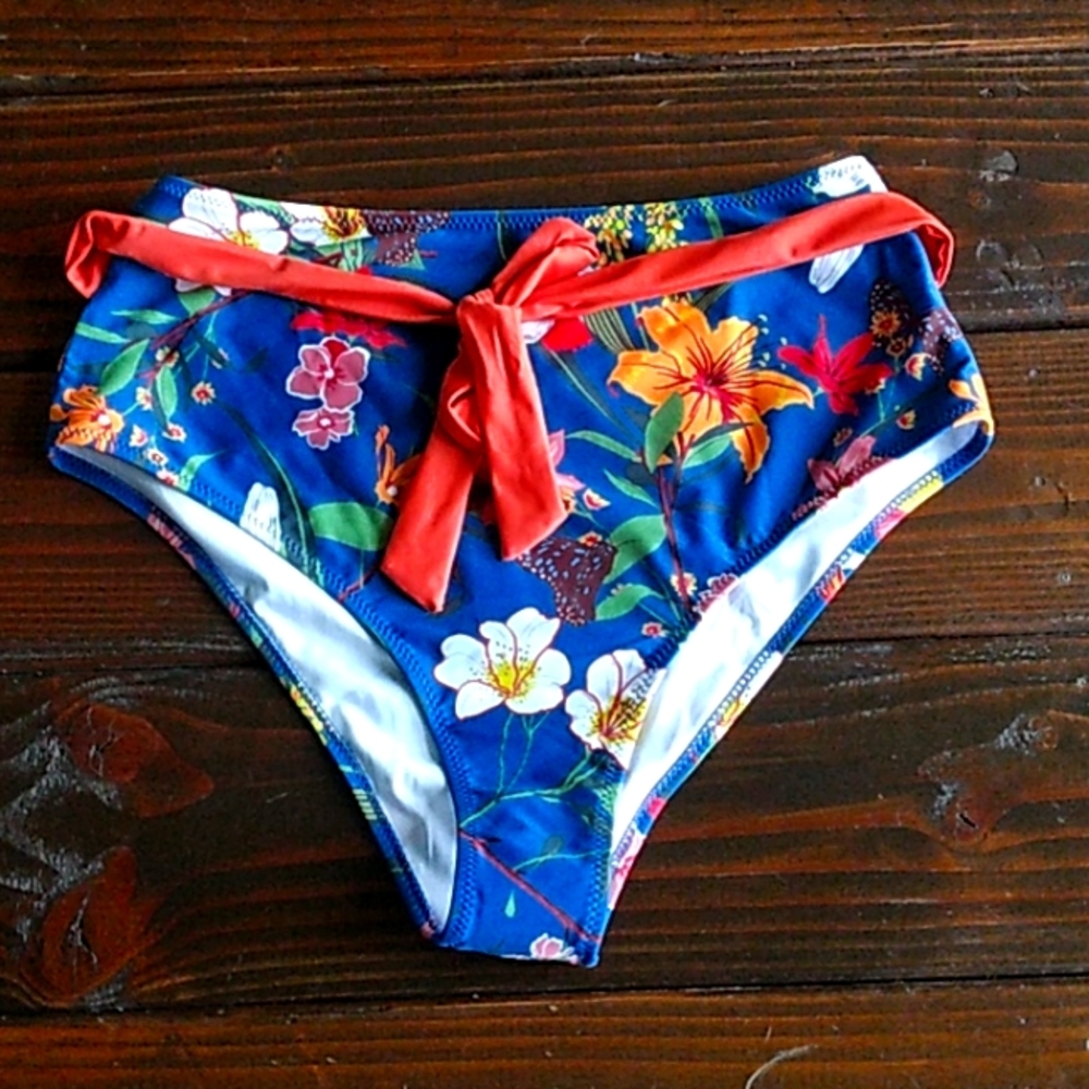 NWT cupshe floral high waist bikini bottom large